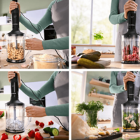 בלנדר מוט 1000W כולל מיכל קוצץ ומוט נירוסטה בוש BOSCH ErgoMaster Series 4 MSM4B654 - שנתיים אחריות יבואן רשמי - צבע שחור