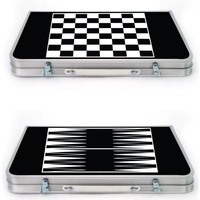 שולחן אלומיניום CAMPSTAR מתקפל עם לוח שש בש דמקה שחמט.