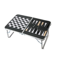 שולחן אלומיניום CAMPSTAR מתקפל עם לוח שש בש דמקה שחמט.