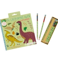 חוברת צביעה ריחנית עם מדבקות דינוזאורים!