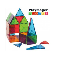 סט פליימאגר 100 חלקים - 100% חלקי מגנט +  8 חלקי בנייה גאומטריים שונים