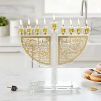 UK80028 חנוכייה קריסטל מהודרת עם פלקטה 23 ס