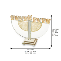 UK81739 חנוכיה קריסטל עם פלקטה זהב 22 ס