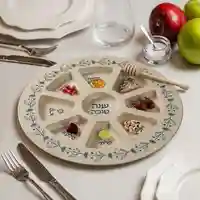 סט קערה + דבשית שנה טובה - עלים כחול