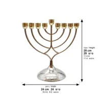 UK49379 חנוכייה מתכת מהודרת עם קנים זהב 16X18 ס