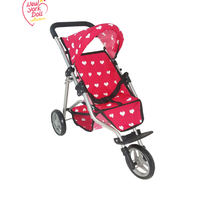 עגלה 3 גלגלים לבובת ניו יורק 239A - ורוד לבבות