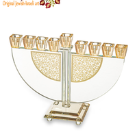 UK81739 חנוכיה קריסטל עם פלקטה זהב 22 ס