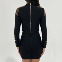 שמלת מיני יוקרתית עם רקמה מוזהבת (Luxury Mini Dress with Gold Embroidery)
