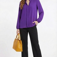 חולצת שיפון אלגנטית בצבע סגול עמוק – מראה קלאסי ומתוחכם