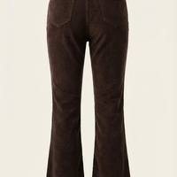מכנסי קורדרוי מתרחבים בצבע חום שוקולד - גזרה גבוהה עם סיומת פרומה - סטייל רטרו מודרני