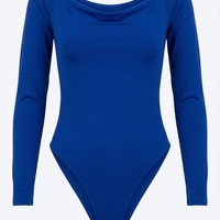 בגד גוף אלסטי בצבע כחול רויאל עם מחשוף רחב - נוכחות בלתי נשכחת