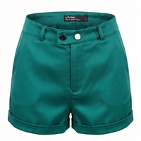 מכנסי שורט אלגנטיים מבד סאטן יוקרתי - ירוק אמרלד משגע