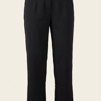 מכנסיים מחויטים שחורים בגזרה ישרה - מותן גבוהה עם תיפורים קדמיים - עיצוב קלאסי ואלגנטי