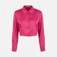 חולצת קרופ סאטן אלגנטית בוורוד פוקסיה – סטייל יוקרתי ונועז