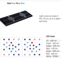 תאורת לד ריף פלייר פרו בלו 240W צבע לבן - REEF FACTORY Reef flare Pro Blue L White