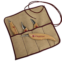 סט 4 סכינים לגילוף בנרתיק בד פלקסקאט-TOOLEDEN FLEXCUT KN100
