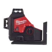 פלס לייזר מילווקי 12V ירוק - 3 קרניים / מעגלים M12 3PL milwaukee כולל סוללה 4AH ומטען בארגז קשיח