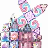 חלקי מגנט להרכבה בתלת מימד 100 חלקים Playmager - טירת הממתקים