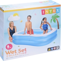 مسبح عائلي مستطيل الشكل، أبعاده 203×152×48 سم، رقم الموديل 57180 من شركة إنتكس - لون أزرق/أبيض Intex -