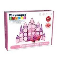 פליימאגר 100 חלקים מגנט בצבע ורוד - Playmager - Brickland