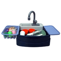 حوض غسيل لعبة مطبخ مع مضخة مياه وملحقات، 27 قطعة