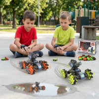 טנק על שלט עם אורות, צלילים וגלגלים מתרחבים שיורה כדורי ג'ל מים, כולל צמיד יד לשליטה מלאה