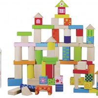 דלי לבני בנייה צבעוניים 100 חלקים מבית Pit Toys