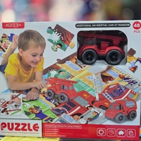 פאזל כיבוי אש לצביעה+טושים+מכונית 48 חלקים