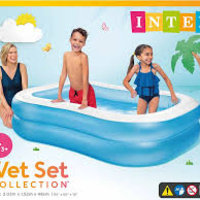 مسبح عائلي مستطيل الشكل، أبعاده 203×152×48 سم، رقم الموديل 57180 من شركة إنتكس - لون أزرق/أبيض Intex -