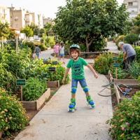 גלגיליות ורולר לילדים מתכווננות 2 ב 1 ירוק כחול Skater