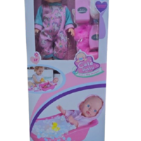 دمية طفل 28 سم مع حوض استحمام وإكسسوارات