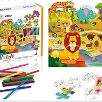 פאזל גן חיות עם עפרונות צבעוניים 56 חל'