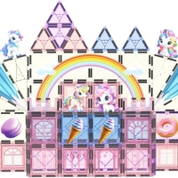 חלקי מגנט להרכבה בתלת מימד 100 חלקים Playmager - טירת הממתקים