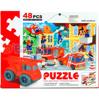 פאזל כיבוי אש לצביעה+טושים+מכונית 48 חלקים