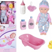 دمية طفل 28 سم مع حوض استحمام وإكسسوارات