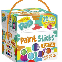 Paint POP Stick Pop يرسم للرسم على مجموعة متنوعة من الأسطح الخالية من الأوساخ للأطفال - 20 وحدة في مكعب بمقبض