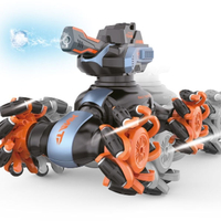 טנק על שלט עם אורות, צלילים וגלגלים מתרחבים שיורה כדורי ג'ל מים, כולל צמיד יד לשליטה מלאה