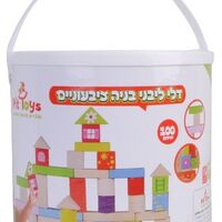 דלי לבני בנייה צבעוניים 100 חלקים מבית Pit Toys