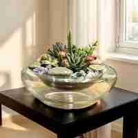 גן שפע והרמוניה – סוקולנטים וקריסטלים בכלי זכוכית