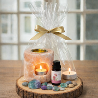 מארז מתנה – פמוט מלח הימלאיה ומבער עץ עם שמן