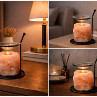 הילת האור הטבעי – פמוט אבן מלח עם מבער זכוכית