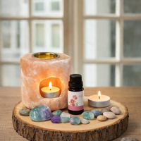 מארז מתנה – פמוט מלח הימלאיה ומבער עץ עם שמן