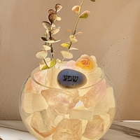 מנורת סלנייט בשילוב אבני אמטיסט ורוז קוורץ
