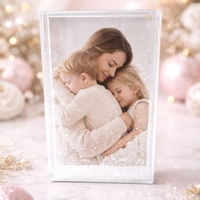 מסגרת אקריל עם מים ונצנצים צבע לבן