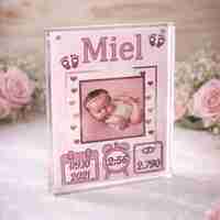 תעודת לידה אקרילי עם תמונה בגודל 15X20 ס