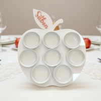 צלחת סימנים לראש השנה דגם תפוח