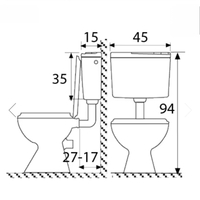 מיכל הדחה (ניאגרה) פלסאון דו כמותי נמוך 9/4.5 ליטר דגם קלסאון צבע לבן או פרגמון 33007400