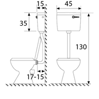 מיכל הדחה (ניאגרה) לבן דו כמותי גבוה 9/4.5 ליטר דגם דואון 33008600