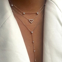 סט שלוש שרשראות LOVE - רוז גולד
