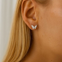 זוג עגילי פרפר זירקונים - כסף 925